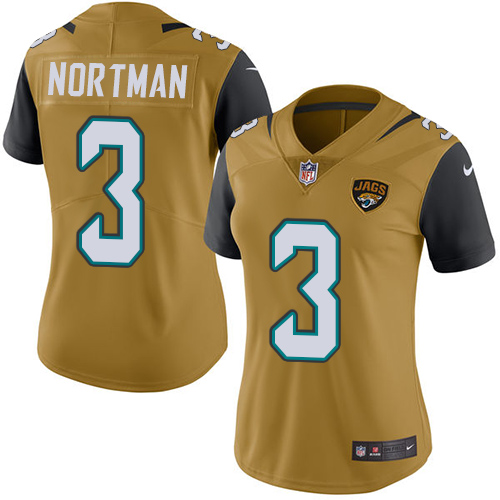 Women's Limited Brad Nortman Nike Jersey Gold - #3 Rush NFL Jacksonville Jaguars